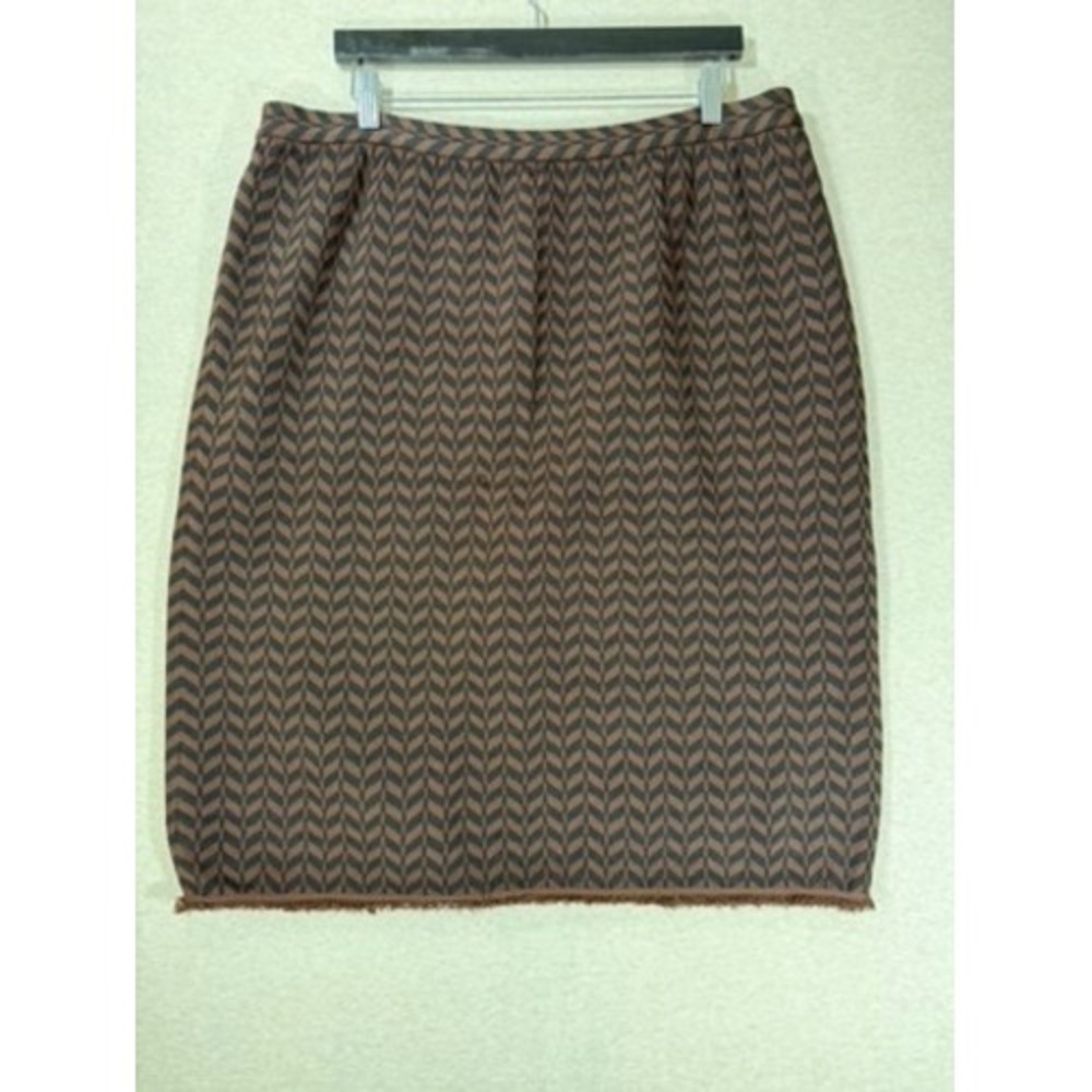 Grace Dane Lewis Knit Pencil Skirt Womens‎ 2X Brown NWT Chevron Herringbone Midi